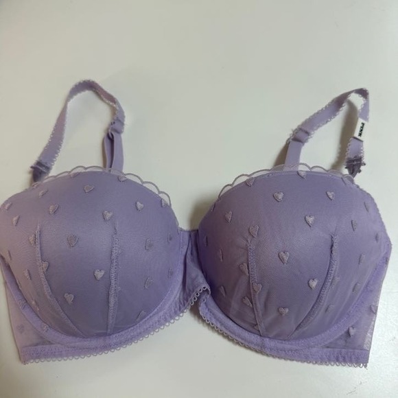 PINK Other - PINK by Victoria's Secret Balconette Bra Purple Women 34DD Heart Pattern New!